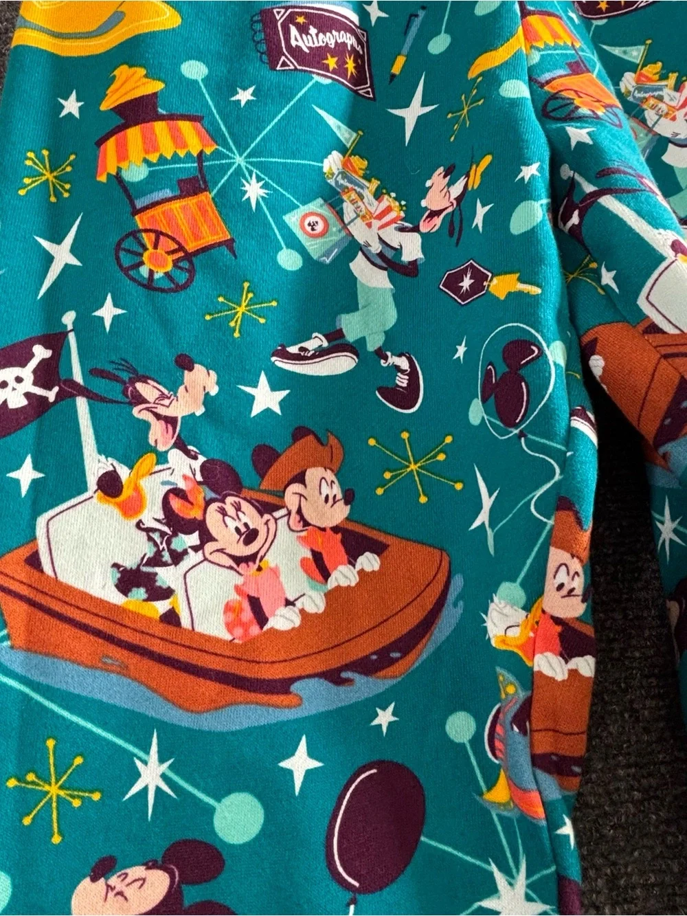 Disney Teal Character Pajama Bottoms with Multicolor Prints